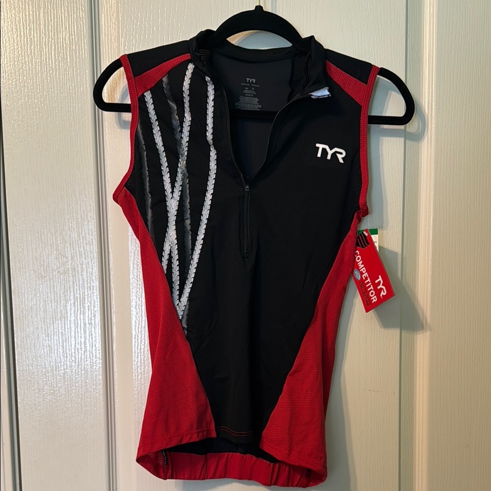 TYR Black and Red Performance Sleeveless Top